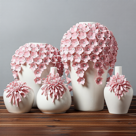 Pink Chrysanthemum Ceramic Vase — view 2