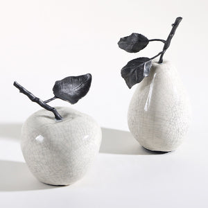 Marble-Effect Apple & Pear Sculpture