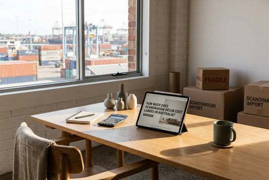 Professional header image for educational tutorial: How Much Does Scandinavian Décor Cost Landed in Australia?