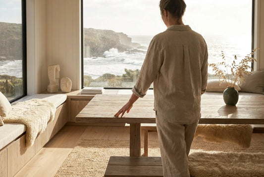 Professional header image for educational tutorial: How to Style a Coastal Nordic Home Against Salt and Sun