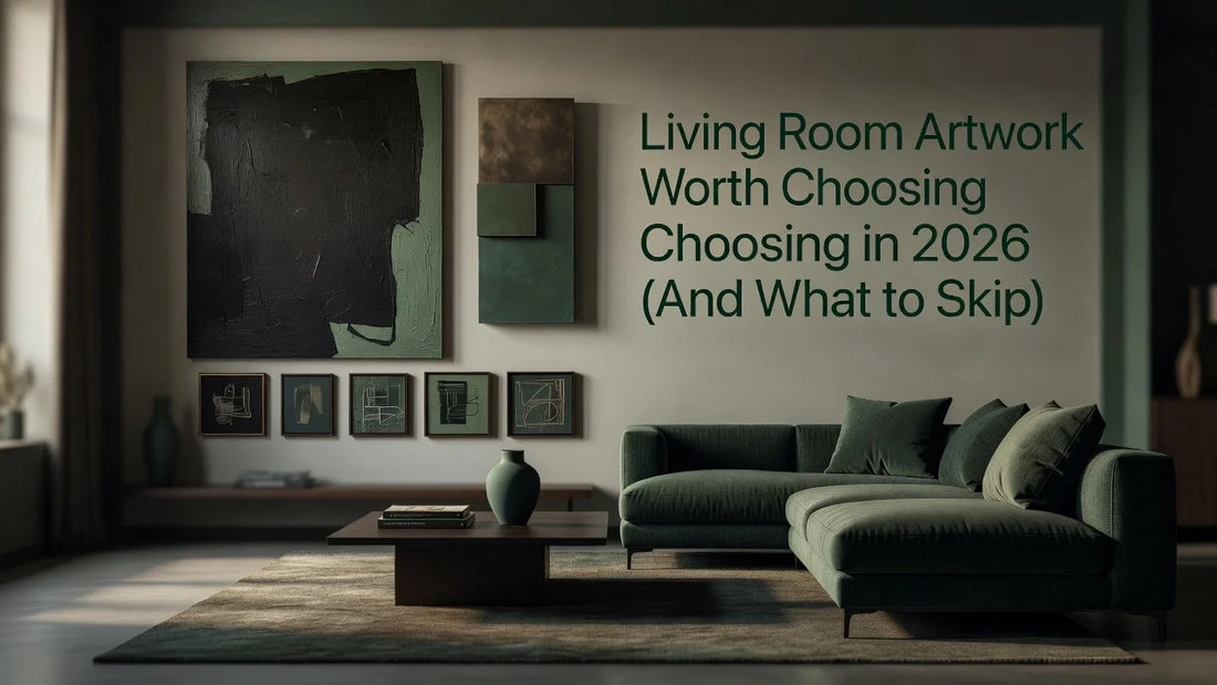 Professional header image for list-based article: Living Room Artwork Worth Choosing in 2026 (And What to S...