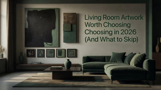 Professional header image for list-based article: Living Room Artwork Worth Choosing in 2026 (And What to S...