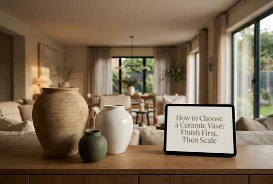Professional header image for step-by-step guide: How to Choose a Ceramic Vase: Finish First, Then Scale