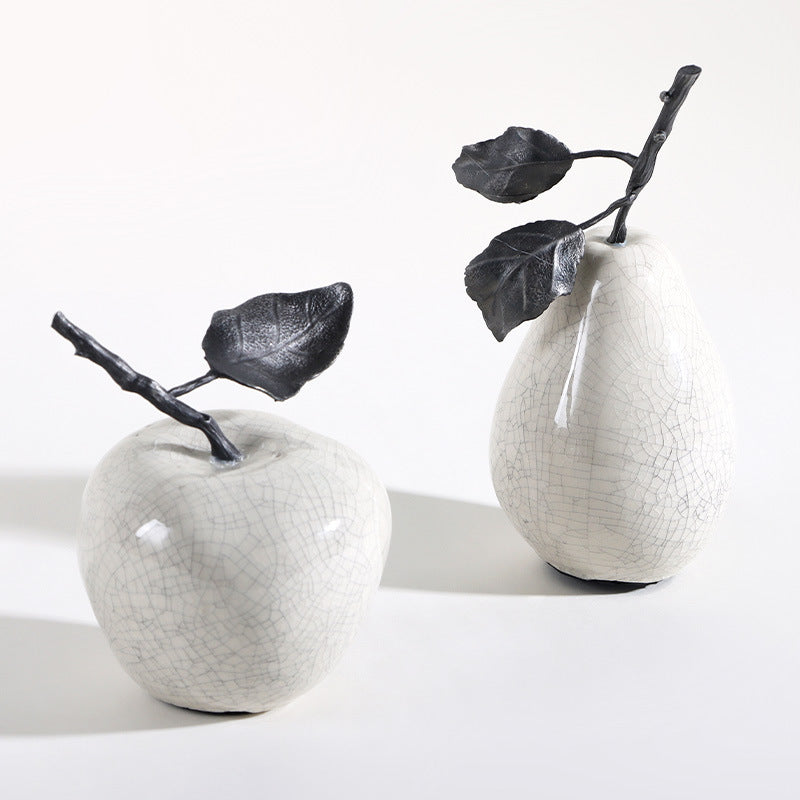 Marble-Effect Apple & Pear Sculpture — decorative fruit sculpture | BYHIMSELF