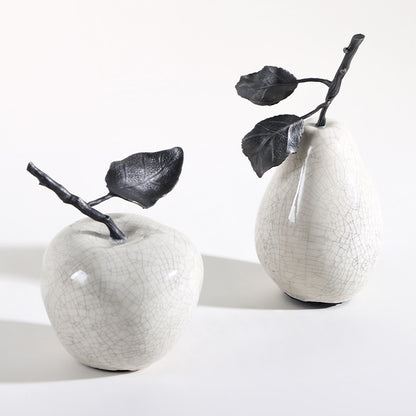 Marble-Effect Apple & Pear Sculpture — decorative fruit sculpture | BYHIMSELF