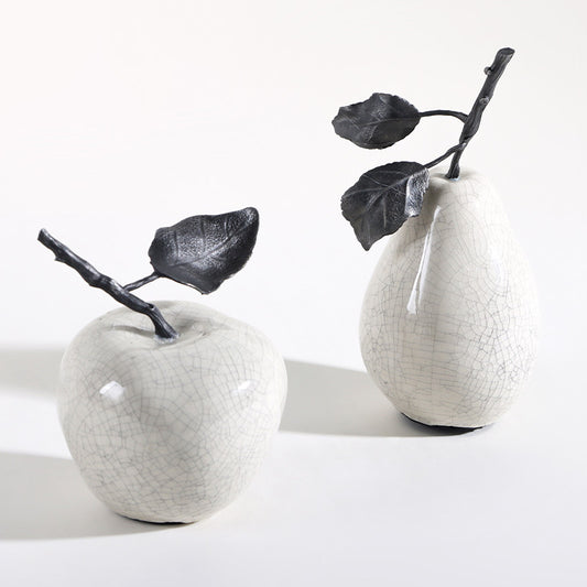 Marble-Effect Apple & Pear Sculpture — decorative fruit sculpture | BYHIMSELF
