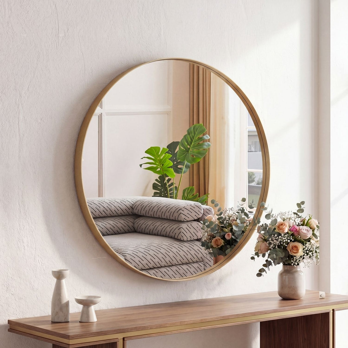 Round Metal-Frame Wall Mirror — view 7