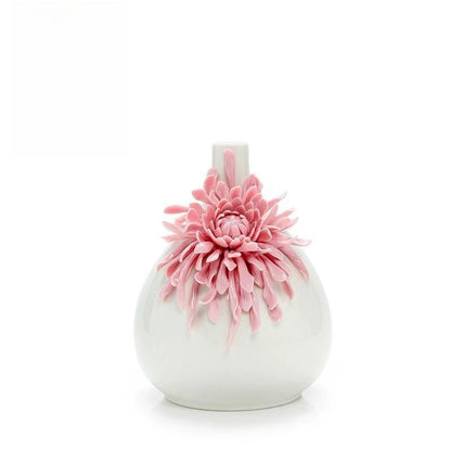 Pink Chrysanthemum Ceramic Vase — view 5