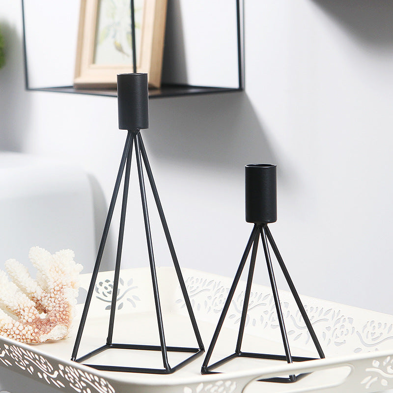 Black Iron Single-Stem Candle Holder — view 3