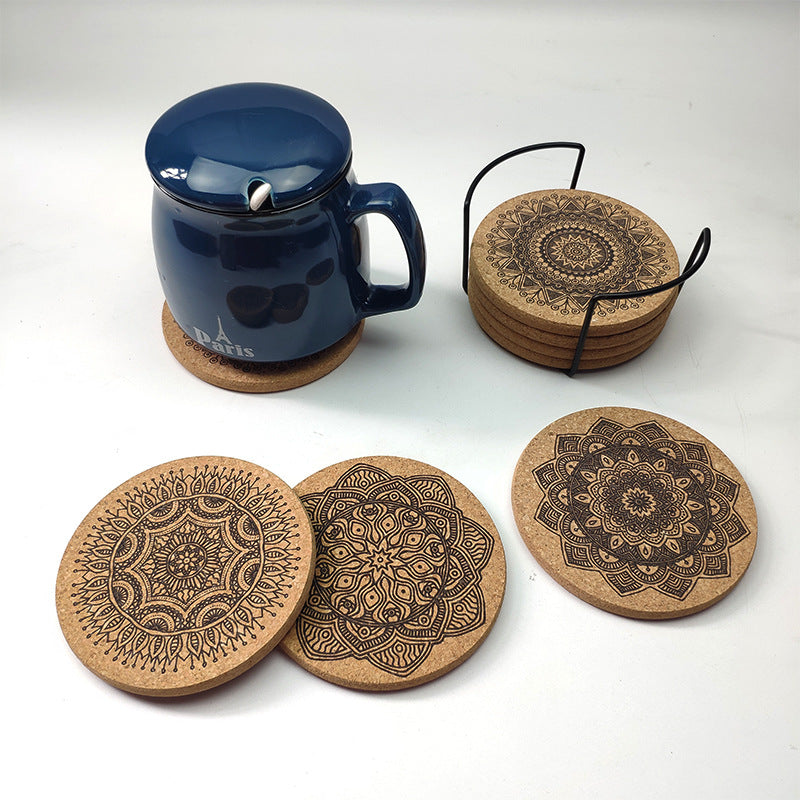 Mandala Cork Coaster Set, cork coasters — view 2