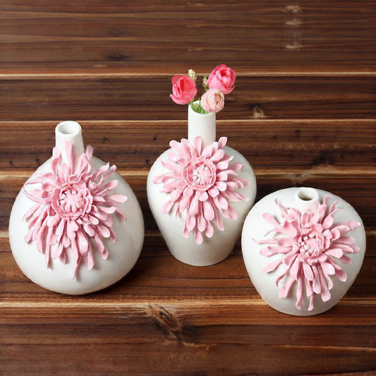 Pink Chrysanthemum Ceramic Vase — Scandinavian home decor | BYHIMSELF
