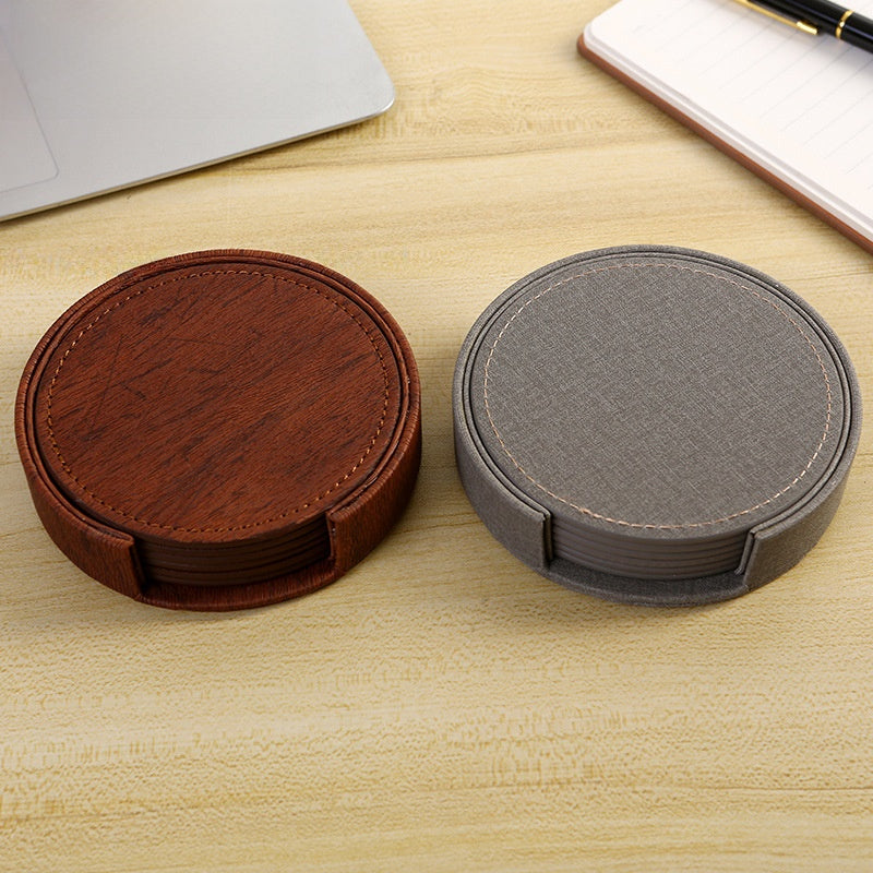 Double-Sided Leather Coaster Set — view 2