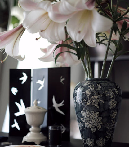 Blue & White Ink Ceramic Vase — view 5