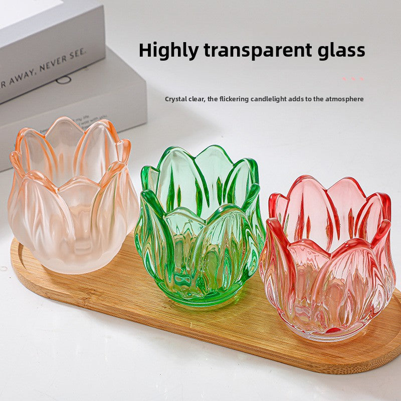 Frosted Glass Tulip Candle Holder — view 2