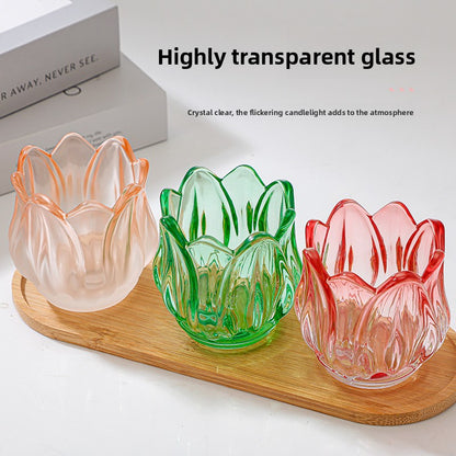 Frosted Glass Tulip Candle Holder — view 2