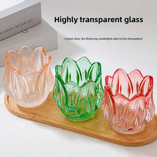 Frosted Glass Tulip Candle Holder — view 2