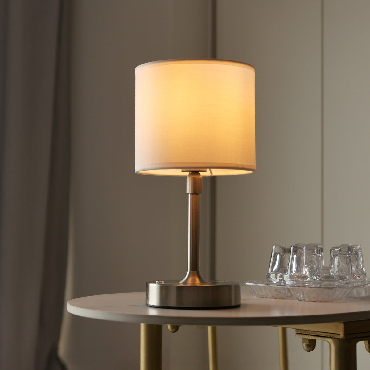 USB Table Lamp, fabric shade USB table lamp — view 3