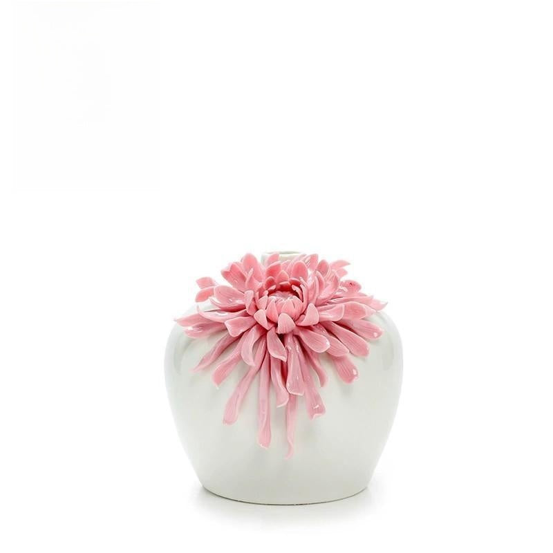 Pink Chrysanthemum Ceramic Vase — view 4