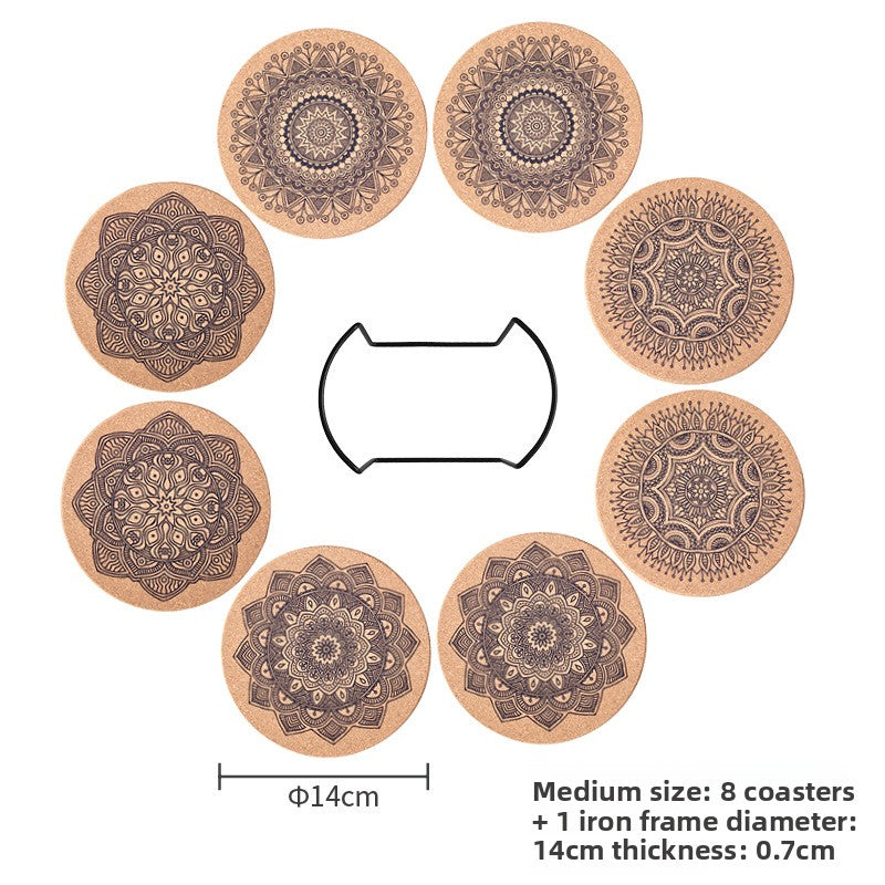 Mandala Cork Coaster Set, cork coasters — view 8