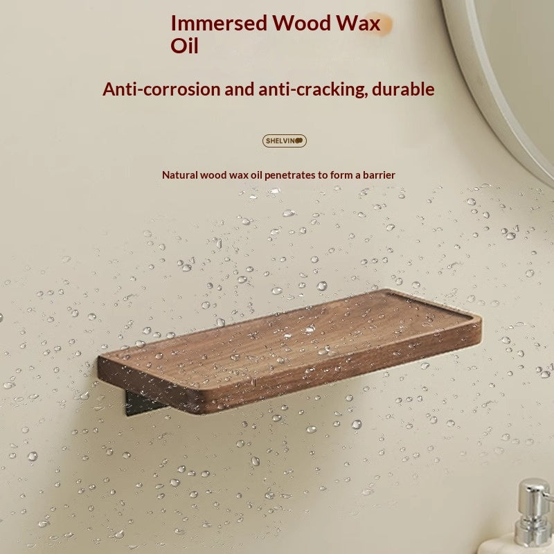 No-Drill Shower Shelf, Walnut Finish — view 4