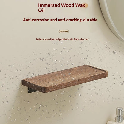 No-Drill Shower Shelf, Walnut Finish — view 4