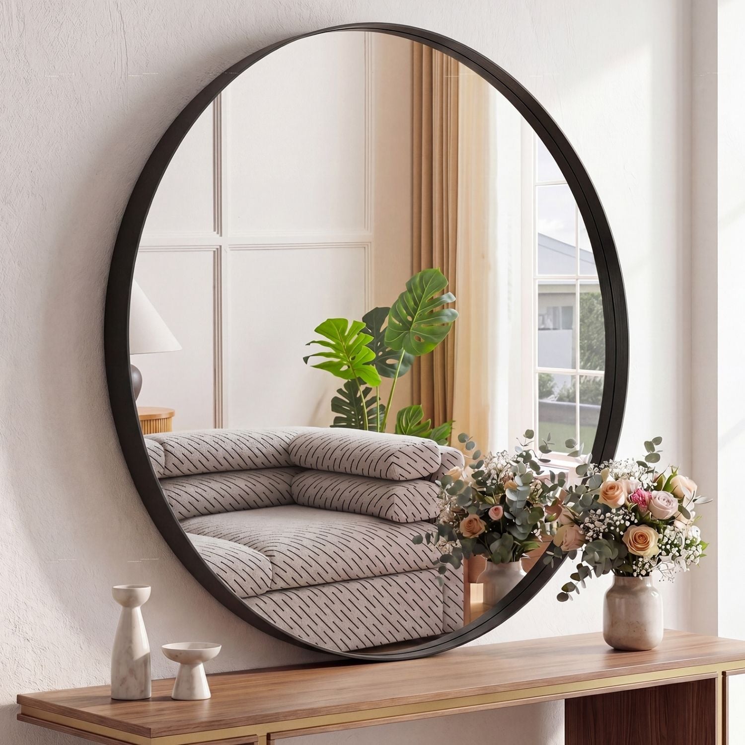 Round Metal-Frame Wall Mirror — view 9