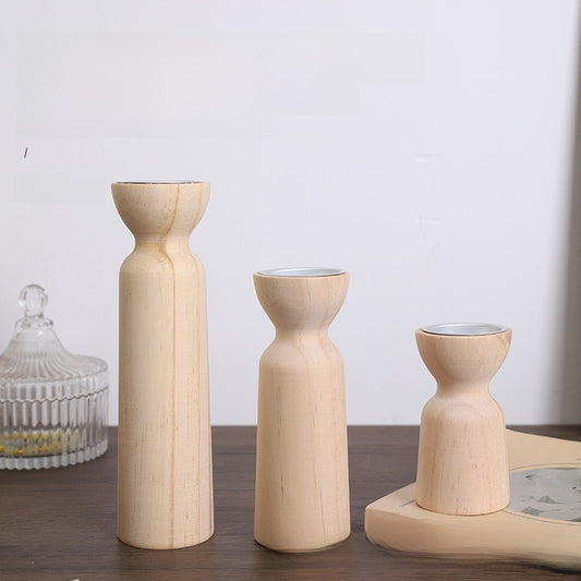 Nordic Wood Candle Holder, wooden decor — view 2