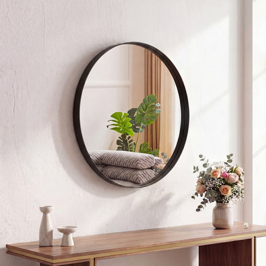 Round Metal-Frame Wall Mirror — main view