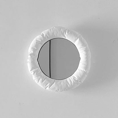 Fabric-Framed Round Wall Mirror — view 9
