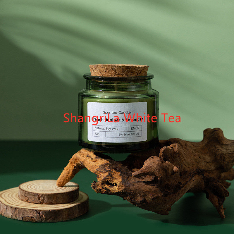 Green Glass Soy Candle with Wood Lid — view 17
