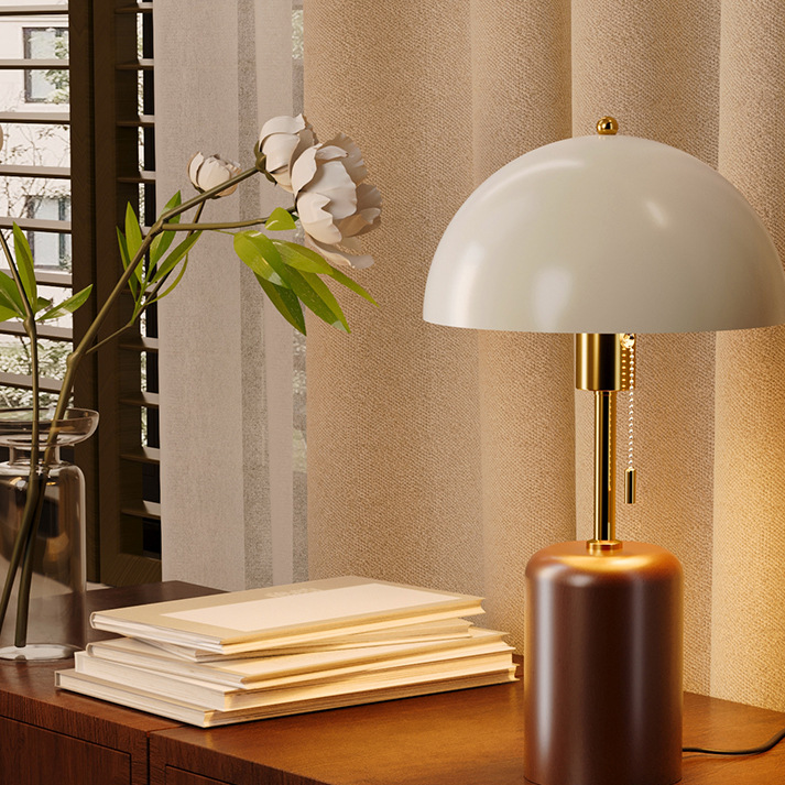 Vintage Solid Wood Bedside Table Lamp — main view | BYHIMSELF
