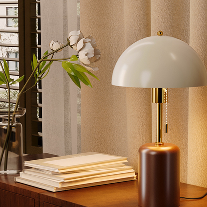Vintage Solid Wood Bedside Table Lamp — main view | BYHIMSELF