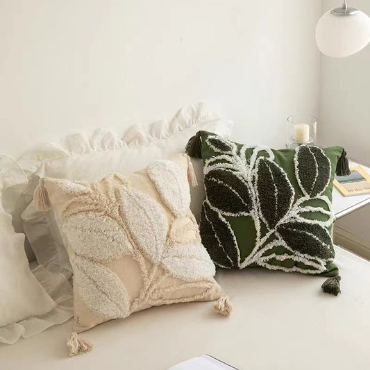 Tufted Leaf Throw Pillow Cover — main view
