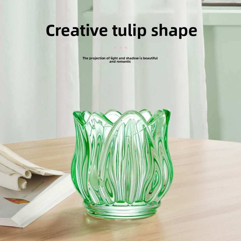 Frosted Glass Tulip Candle Holder — view 3