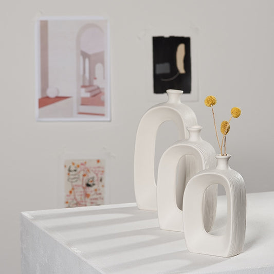 White Ceramic Vase — clean-line white vase | BYHIMSELF