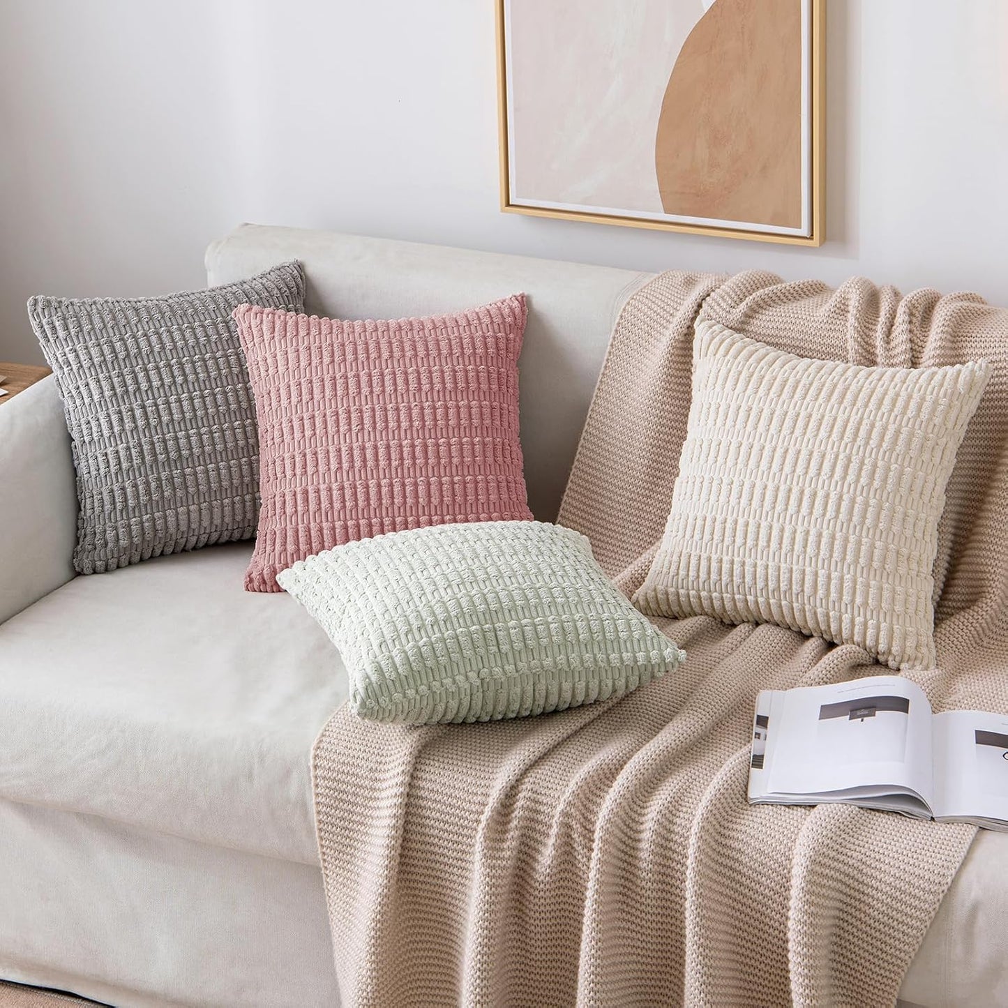 Boho Striped Corduroy Pillow Cover — main view