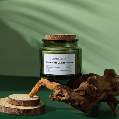 Green Glass Soy Candle with Wood Lid — view 6
