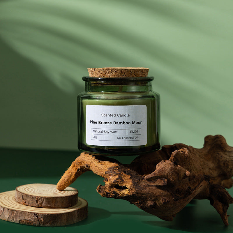 Green Glass Soy Candle with Wood Lid — view 14