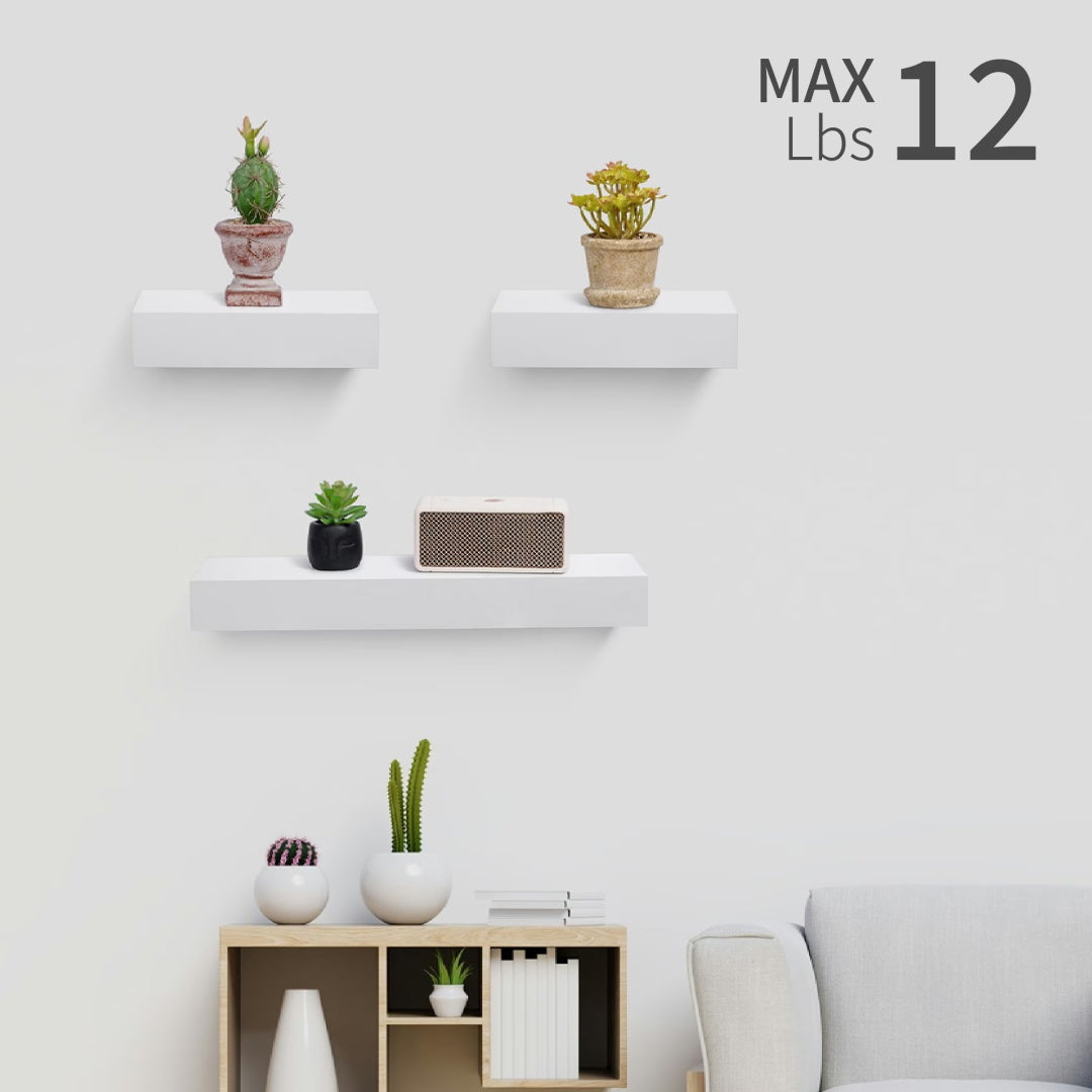 Invisible-Bracket Floating Shelf White — minimal wall shelf | BYHIMSELF