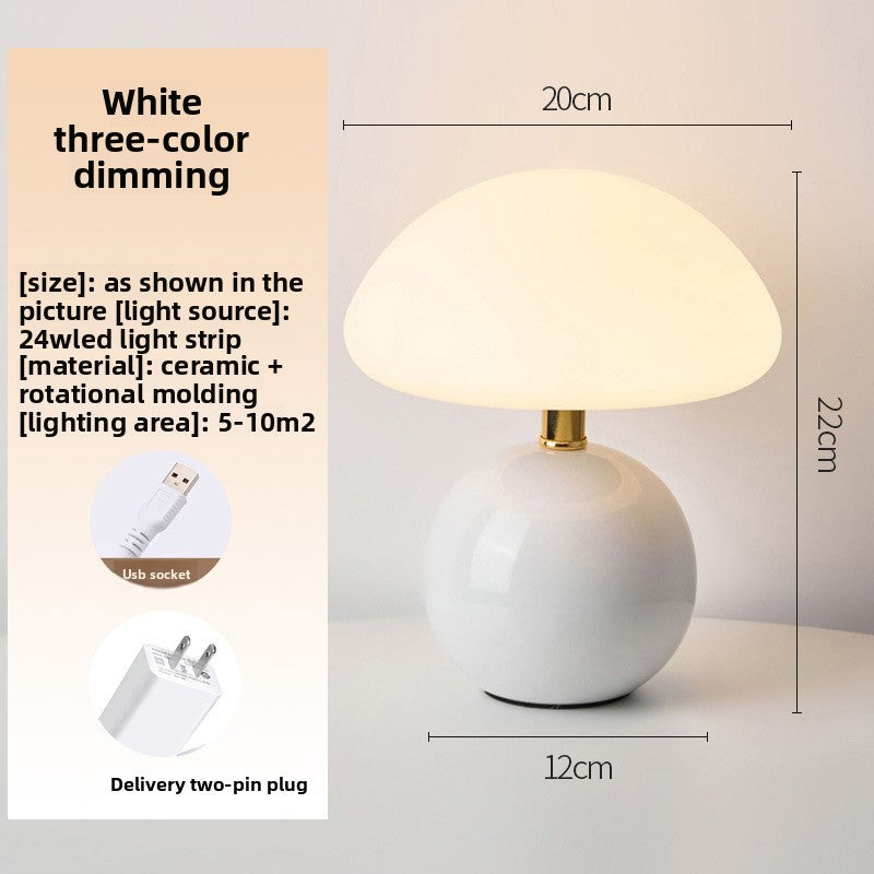 Mushroom Shape LED Table Lamp with Dimming Function, ceramic mushroom LED lamp — view 12