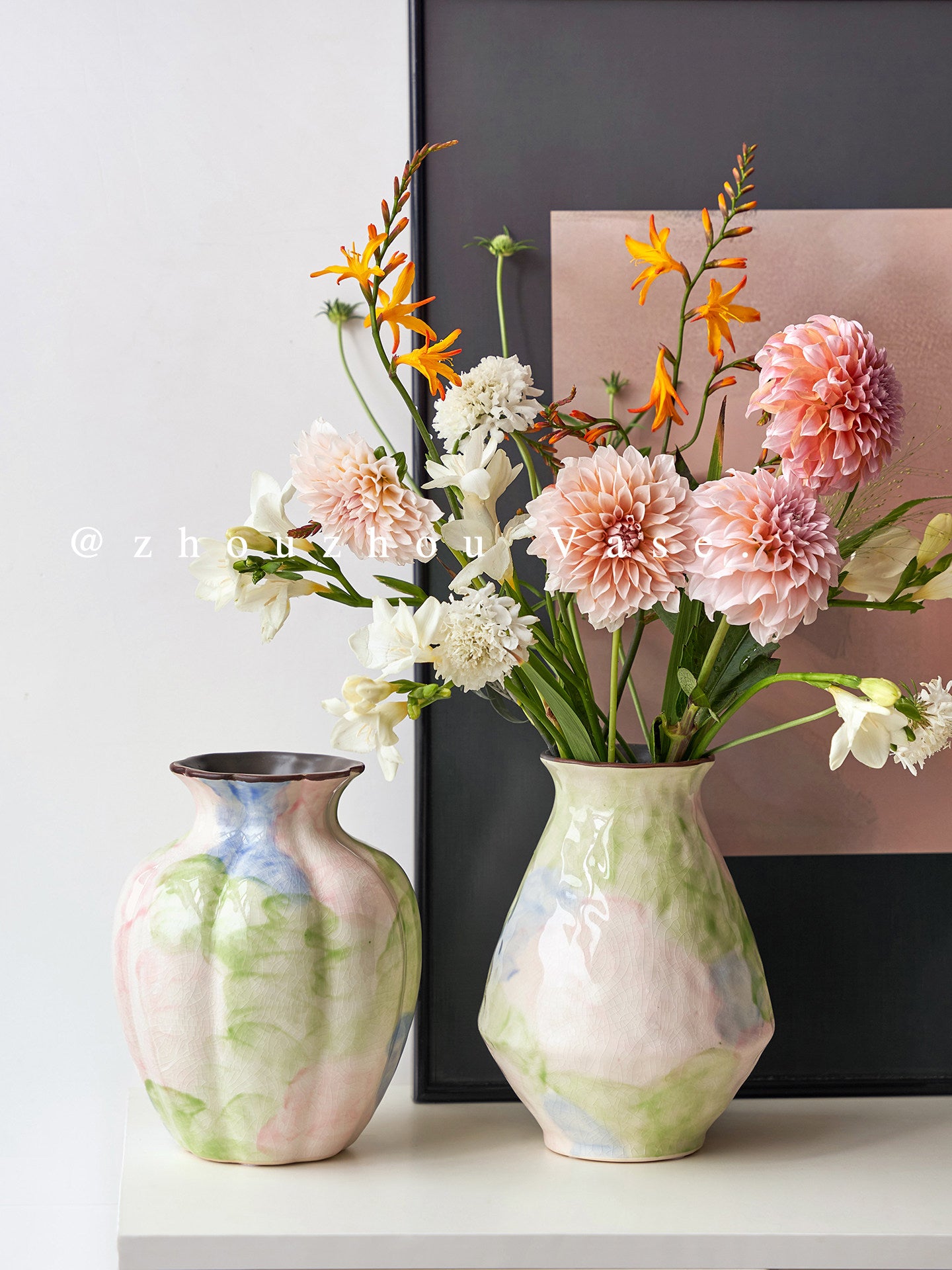 Gradient Artisan Ceramic Vase, artisan vase — view 5