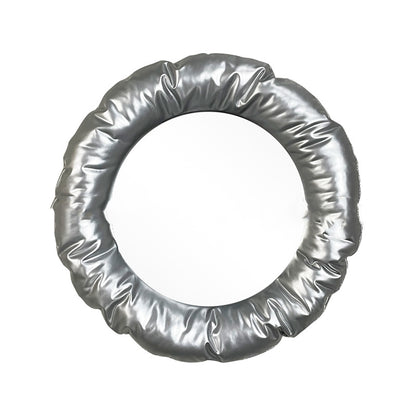 Fabric-Framed Round Wall Mirror — view 3