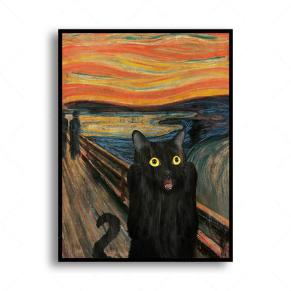 Funny Black Cat Portrait Print — view 2
