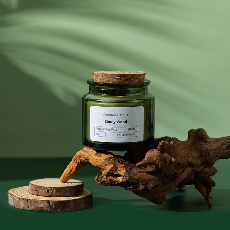 Green Glass Soy Candle with Wood Lid — view 8