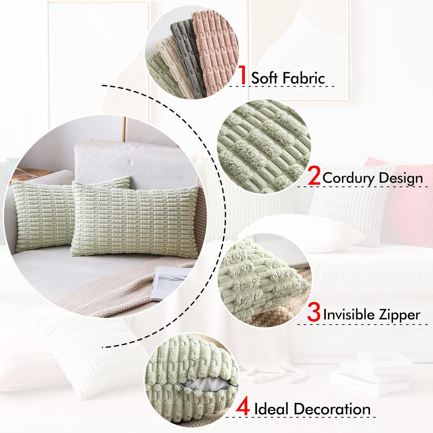 Boho Striped Corduroy Pillow Cover — view 2