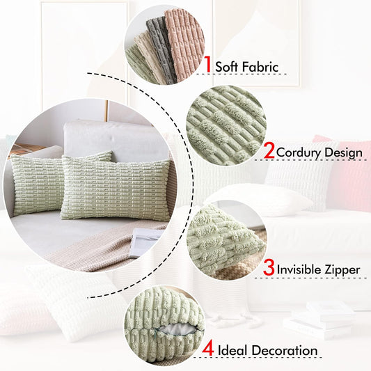 Boho Striped Corduroy Pillow Cover — view 2