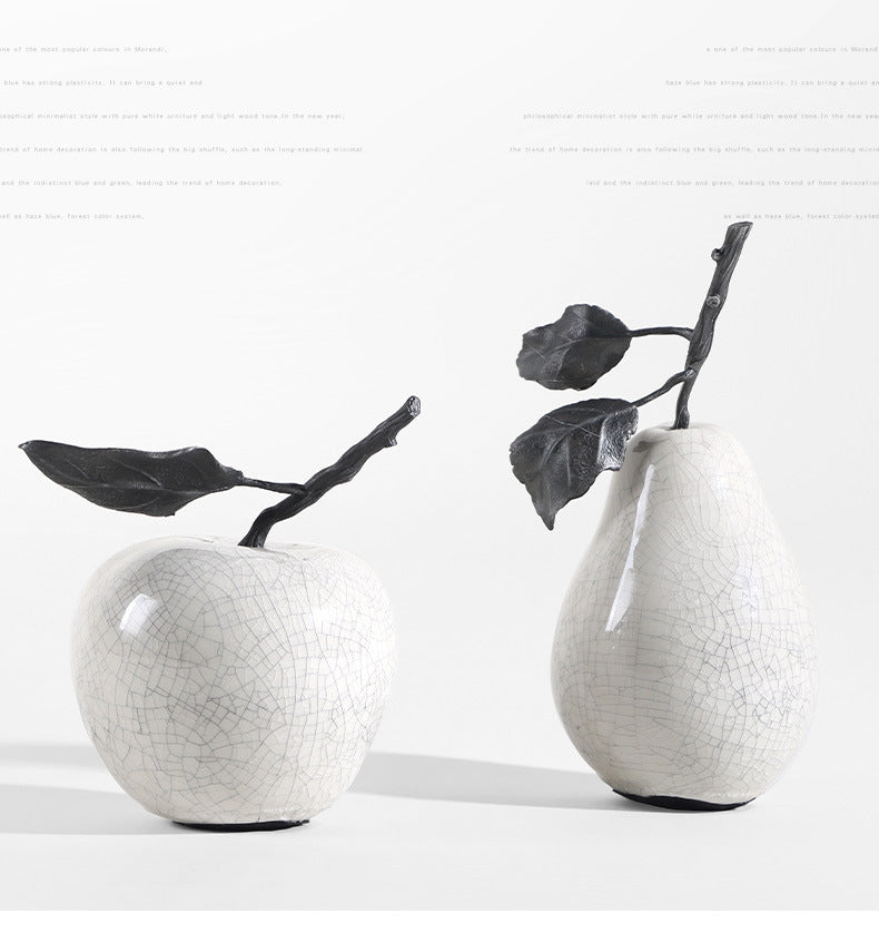 Marble-Effect Apple & Pear Sculpture — view 2