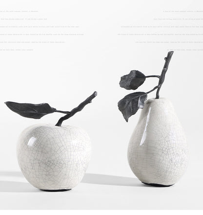 Marble-Effect Apple & Pear Sculpture — view 2