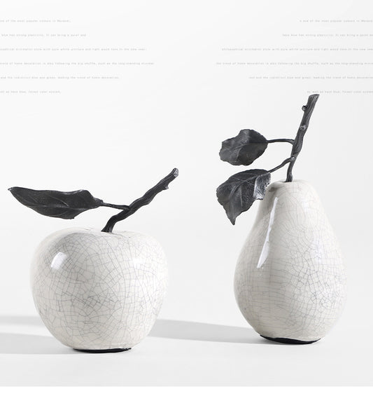 Marble-Effect Apple & Pear Sculpture — view 2