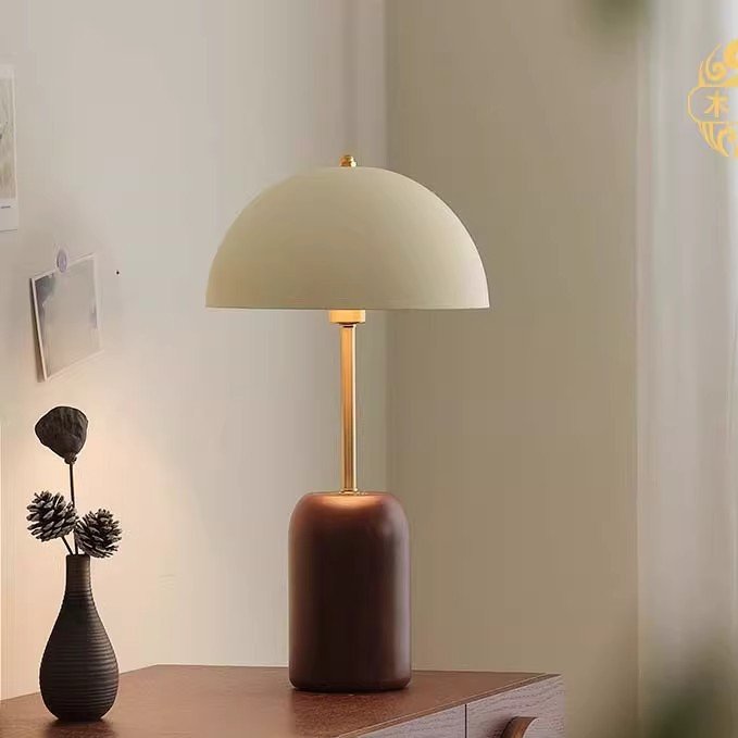 Vintage Solid Wood Bedside Table Lamp — view 4
